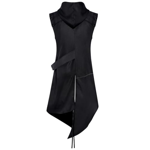Steampunk Herren Kostüm - Gothic Mantel Herren Unregelmäßige Schwarz Renaissance Trenchcoat mit Reißverschluss Retro Viktorianische Hof Gehrock Elegant Theater Kleidung Cosplay Halloween Kostüm von LOSSLO