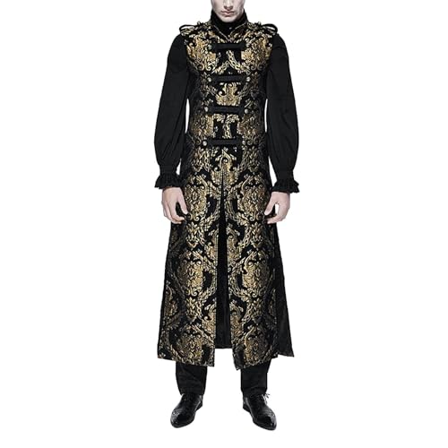 Steampunk Herren Mantel - Gothic Edelmann Jacke Herren ärmellos Trendy Renaissance Weste Lang Viktorianische Hof Gehrock Elegant Trenchcoat Uniform Theater Cosplay Kleidung Halloween Kostüm von LOSSLO