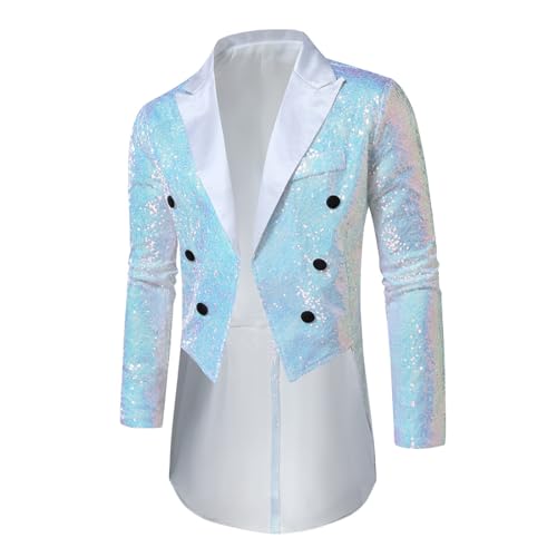 Steampunk Herren Mantel - Gothic Frack Herren Pailletten Mode Silber Renaissance Jacke Glitzer Gehrock Elegant Tuxedo 70er Disco Glitzerjacke Viktorianische Hof Kleidung Halloween Kostüm von LOSSLO