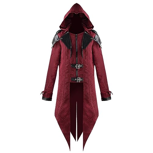 Steampunk Herren Mantel mit Kapuze - Gothic Jacke Hoodie Herren mit Reißverschluss Klassisch Renaissance Schwarz Frack Viktorianische Hof Gehrock Elegant Theater Cosplay Kleidung Halloween Kostüm Steampunk Herren Mantel mit Kapuze - Gothic Jacke Hoodie Herren mit Reißverschluss Klassisch Renaissance Schwarz Frack Viktorianische Hof Gehrock Elegant Theater Cosplay Kleidung Halloween Kostüm von LOSSLO