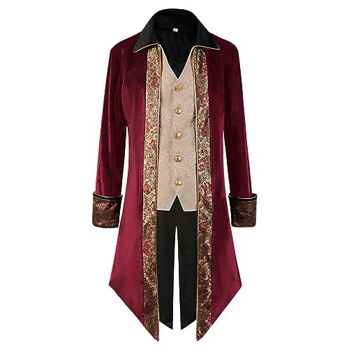Steampunk Herren Tuxedo Edelmann - Gothic Jacke Herren Lang Klassisch Schwarz Mantel Viktorianische Hof Gehrock Retro Renaissance Elegant Frack Theater Performance-Kleidung Cosplay Halloween Kostüm von LOSSLO