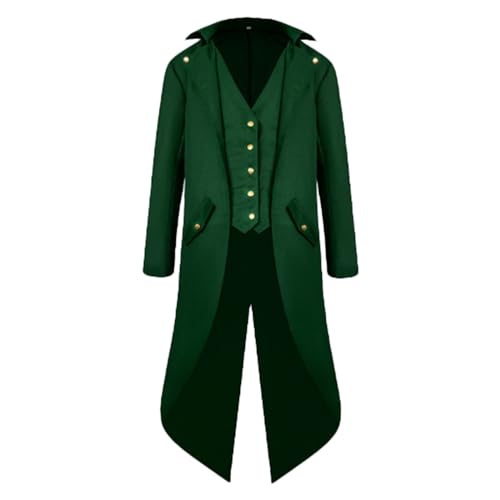 Steampunk Herren Tuxedo - Gothic Frack Herren Lang Klassiker Schwarz Mantel Viktorianische Hof Gehrock Retro Renaissance Elegant Jacke Theater Performance-Kleidung Cosplay Halloween Kostüm von LOSSLO
