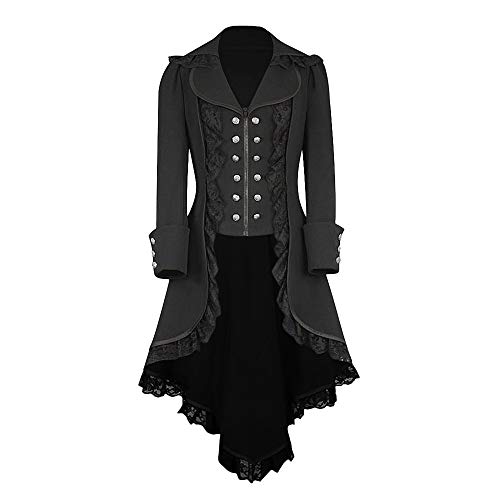 Steampunk Jacke Damen ,Gothic Mantel Damen,Mittelalter Kleidung Retro Vintage Gehrock Frack Jacke Spitzen Punk Mäntel Viktorianischer Trenchcoat Cosplay Uniform Karneval Halloween Kostüm für Frauen von LOSSLO