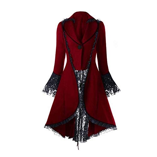 Steampunk Jacke Damen ,Gothic Mantel Damen,Mittelalter Kleidung Retro Vintage Gehrock Frack Jacke Spitzen Punk Mäntel Viktorianischer Trenchcoat Cosplay Uniform Karneval Halloween Kostüm für Frauen von LOSSLO