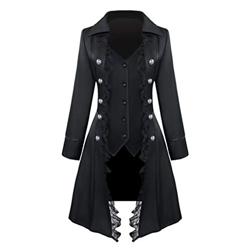 Steampunk Jacke Damen ,Gothic Mantel Damen,Mittelalter Kleidung Retro Vintage Gehrock Frack Jacke Spitzen Punk Mäntel Viktorianischer Trenchcoat Cosplay Uniform Karneval Halloween Kostüm für Frauen von LOSSLO