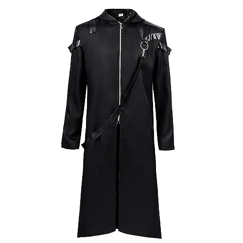 Steampunk Jacke Herren Cosplay - Gothic Mantel Herren mit Reißverschluss Rot Renaissance Trenchcoat Retro Viktorianische Hof Gehrock Elegant Theater Performance-Kleidung Halloween Kostüm von LOSSLO