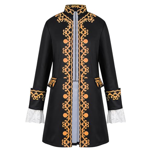 Steampunk Kostüm Herren Neu 2025 - Gothic Mantel Herren Midi Renaissance Jacke Reißverschluss Retro Viktorianische Hof Gehrock Jacquard Elegant Theater Kleidung Piraten Vampir Cosplay Halloween Kostüm Steampunk Kostüm Herren Neu 2025 - Gothic Mantel Herren Midi Renaissance Jacke Reißverschluss Retro Viktorianische Hof Gehrock Jacquard Elegant Theater Kleidung Piraten Vampir Cosplay Halloween Kostüm von LOSSLO