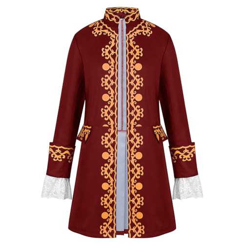 Steampunk Kostüm Herren Neu 2025 - Gothic Mantel Herren Midi Renaissance Jacke Reißverschluss Retro Viktorianische Hof Gehrock Jacquard Elegant Theater Kleidung Piraten Vampir Cosplay Halloween Kostüm Steampunk Kostüm Herren Neu 2025 - Gothic Mantel Herren Midi Renaissance Jacke Reißverschluss Retro Viktorianische Hof Gehrock Jacquard Elegant Theater Kleidung Piraten Vampir Cosplay Halloween Kostüm von LOSSLO