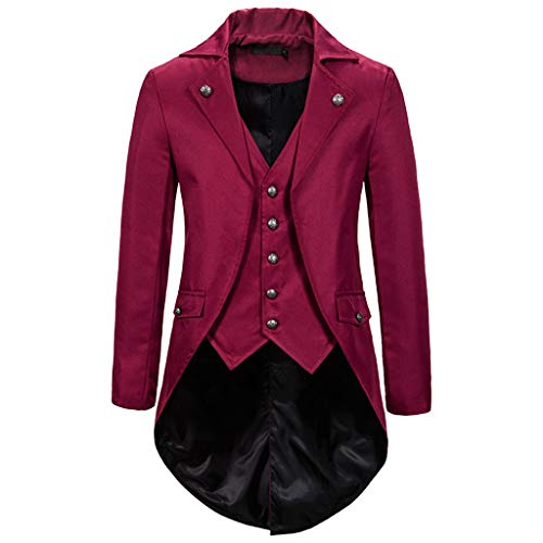 Steampunk Mantel Herren - Gothic Frack Herren Midi Trendy Schwarz Jacke mit Knöpft Viktorianische Hof Gehrock Retro Renaissance Elegant Tuxedo Theater Performance-Kleidung Cosplay Halloween Kostüm Steampunk Mantel Herren - Gothic Frack Herren Midi Trendy Schwarz Jacke mit Knöpft Viktorianische Hof Gehrock Retro Renaissance Elegant Tuxedo Theater Performance-Kleidung Cosplay Halloween Kostüm von LOSSLO