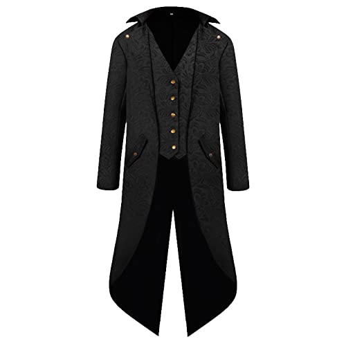 Steampunk Mantel Herren Loose fit - Gothic Edelmann Frack Herren Lang Mode Jacke Viktorianische Hof Gehrock Renaissance Elegant Tuxedo Theater Kleidung Piraten Vampir Cosplay Halloween Kostüm Steampunk Mantel Herren Loose fit - Gothic Edelmann Frack Herren Lang Mode Jacke Viktorianische Hof Gehrock Renaissance Elegant Tuxedo Theater Kleidung Piraten Vampir Cosplay Halloween Kostüm von LOSSLO