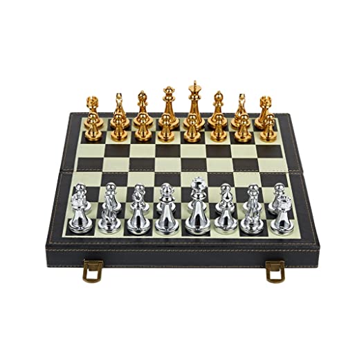 LOSTIS Schachbrett Schach Metallschach Student Erwachsener Brett Spiel Schachhaut Hölzern Holzfaltbrett Metallschach Faltbares Brett Schachspiel Schach Set (Size : B) von LOSTIS