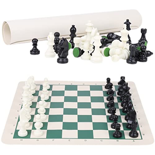 LOSTIS Schachbrett Schach Roll Up Schachmatte und Schachfiguren Set, Turnierschachfiguren, grüne Vinyl-Reise-Schachmatte Schachspiel Schach Set LOSTIS Schachbrett Schach Roll Up Schachmatte und Schachfiguren Set, Turnierschachfiguren, grüne Vinyl-Reise-Schachmatte Schachspiel Schach Set von LOSTIS