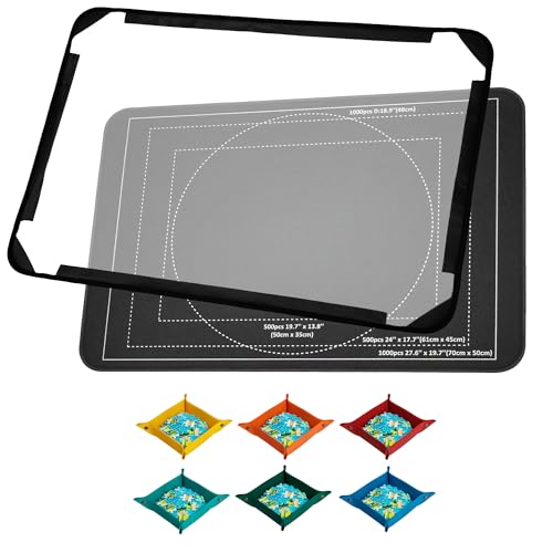 LOTMOFUN Jigsaw Puzzle Board, Tragbare Puzzlematte für 1000 Teile, Puzzlebrett mit 6 Sortierschalen und Schutzabdeckung, rutschfeste Filzunterlage für bessere Aufbewahrung von LOTMOFUN