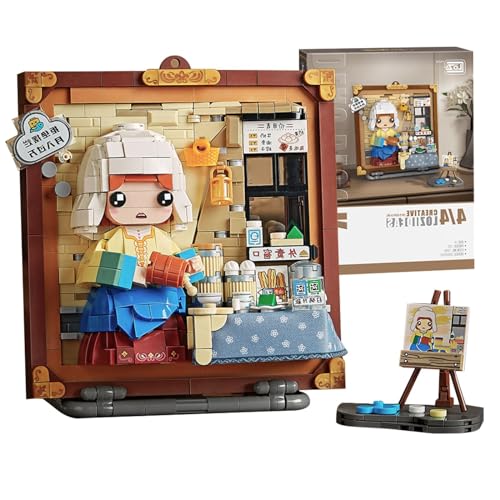 LOTOLO Niedlich 3D Malerei Modellsatz für Bausteine,Kreative Simulation Partikel Stereograph Sammlung Bau Ziegel Spielzeug,Home Decor (Das Milchmädchen) von LOTOLO
