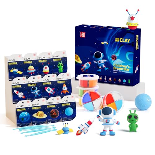 LOUFOR Modelliermasse Lufttrocknend - Lufttrocknender Ton Set, Ultraleichter & Soft, Sicher & Ungiftig, 12 Kisten DIY Magische Knete mit Werkzeugen, Kreative Basteln Spielzeug Geschenke für Kinder von LOUFOR