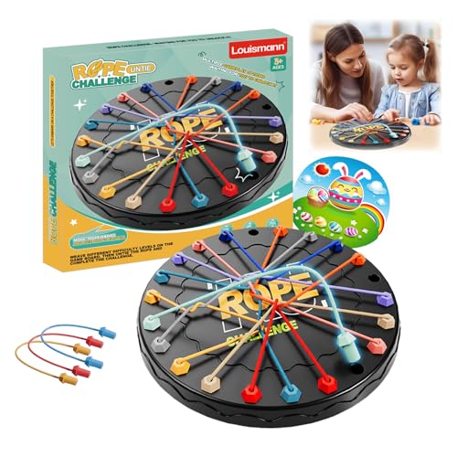 Louismann Brainy Knots – Rope Challenge Puzzle Knobelspiel mit Seil Logik Strategiespiel Logik Spiele Knot für Kinder ab 3 Geschicklichkeitsspiel Lernspiel für die ganze Familie (Patentschutz) von LOUISMANN
