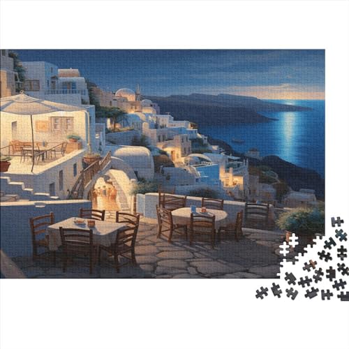 2023 Hölzern Puzzle Abend auf Santorini, Familienurlaub-Puzzle 300 Teile Puzzles, Griechenland Puzzles,Hausdekoration, Erwachsene von LOUSON