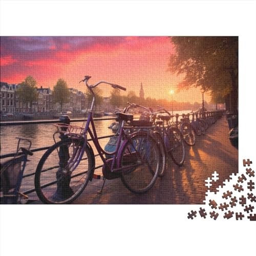 2023 Hölzern Puzzle Fahrräder in Amsterdam, Familienurlaub-Puzzle 1000 Teile Puzzles, Wunderschöne Kunst Puzzles,Hausdekoration, Erwachsene von LOUSON