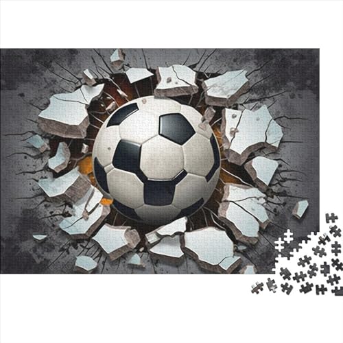 3D-Fußball-Puzzles 1000 Teile für Erwachsene Puzzles für Erwachsene 1000 Teile Holzpuzzle Lernspiele Fußball von LOUSON