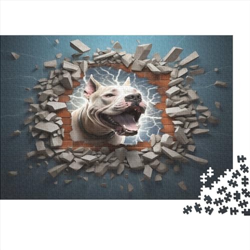 3D Zerrissene Wand Effekt Jigsaw Puzzles 1000 Teile für Erwachsene Jigsaw Puzzles für Erwachsene 1000 Teile Puzzle Lernspiele Hund von LOUSON