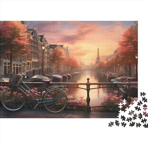 Bicycles in Amsterdam 500-teiliges Puzzle für Erwachsene, 500 Teile (52 x 38 cm) von LOUSON