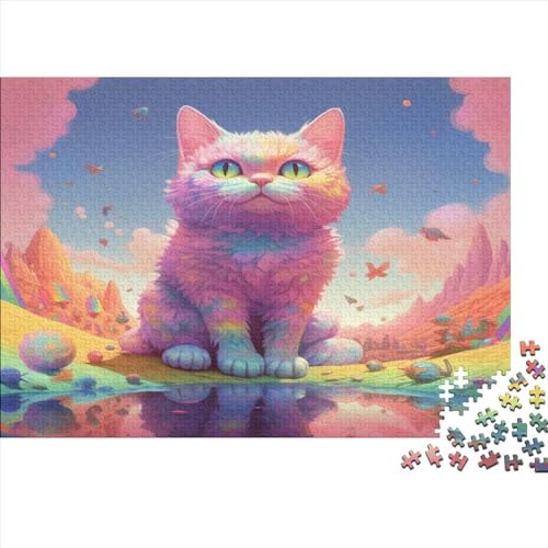 Buntes Katzenpuzzle aus Holz für Erwachsene, 500-teiliges Puzzle für Erwachsene, herausforderndes Spiel von LOUSON