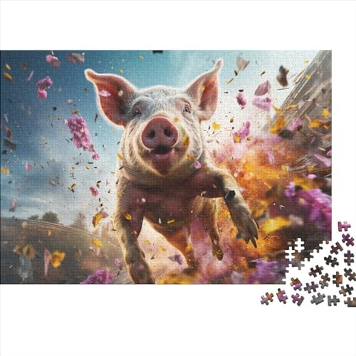 Buntes Schwein-Puzzle, 500 Teile für Erwachsene, Puzzles für Erwachsene, 500 Teile, Lernspiele, Tier von LOUSON