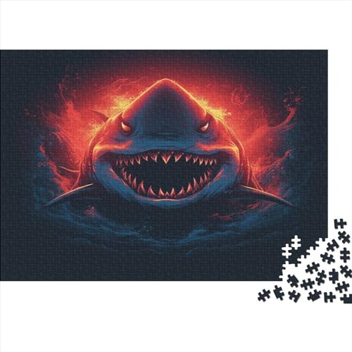 Cartoon Shark 1000 Teile Puzzle für Erwachsene Wal 1000 Teile (75 x 50 cm) - Holz von LOUSON