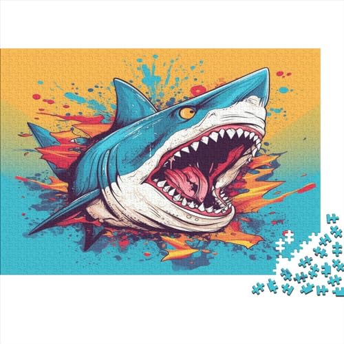 Cartoon Shark Jigsaw Puzzles 300 Teile für Erwachsene Jigsaw Puzzles für Erwachsene 300 Teile Holzpuzzle Lernspiele Wal von LOUSON