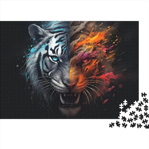 Colorful & Tiger Puzzle für Erwachsene, 1000 Teile, 40 x 28 cm, 300 Teile von LOUSON