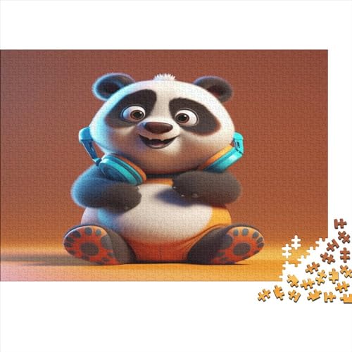 Cute Panda 300-teiliges Puzzle für Erwachsene, KI-Design, 300 Teile (40 x 28 cm), Holz von LOUSON