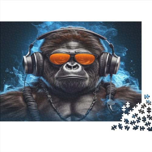 DJ Gorilla Puzzle für Erwachsene, 500 Teile, KI-Design, 500 Teile (52 x 38 cm), Holz von LOUSON