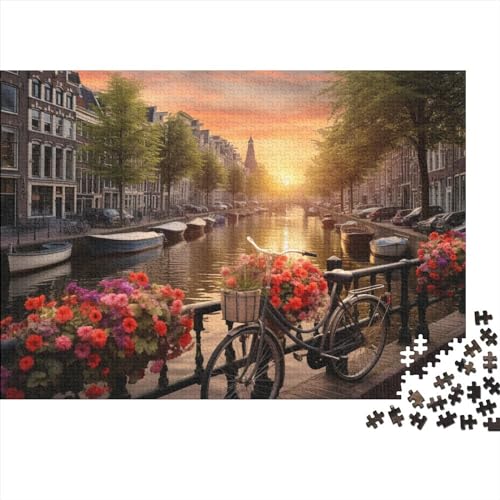 Fahrräder in Amsterdam Puzzles für Erwachsene 1000 Teile Puzzle für Erwachsene Herausforderndes Spiel Schöne Kunst von LOUSON