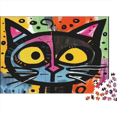 Farbiges Katzen-Puzzle, 500 Teile für Erwachsene, Puzzles für Erwachsene, 500 Teile, Holzpuzzle, Lernspiele, Cartoon von LOUSON