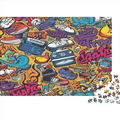 Graffiti Jigsaw Wooden Puzzles for Adults 1000 Piece Jigsaw Puzzles for Adults Challenging Game von LOUSON