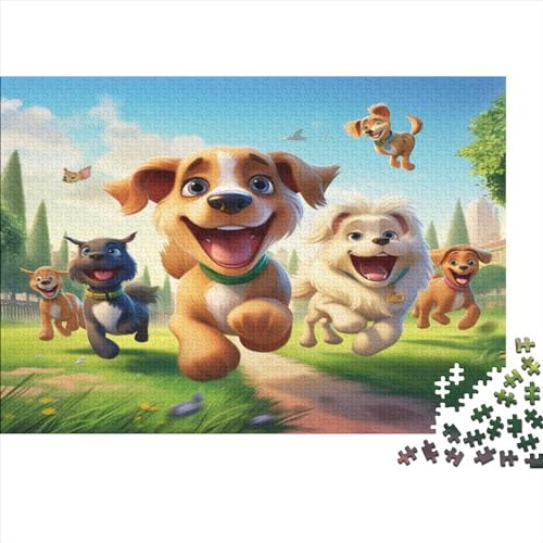 Hölzern Animal World Puzzle, 1000 Hölzern Puzzle Teile Im Adventskalender 2023, Geschenke Für Jungen, Mädchen, Familie Und Freunde Zu Weihnachten(Cartoon Dog) von LOUSON