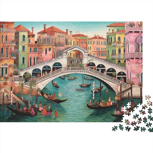 Hölzern Bunte Bilder Puzzle, 1000 Hölzern Puzzle Teile Im Adventskalender 2023, Geschenke Für Jungen, Mädchen, Familie Und Freunde Zu Weihnachten(Venedig) von LOUSON