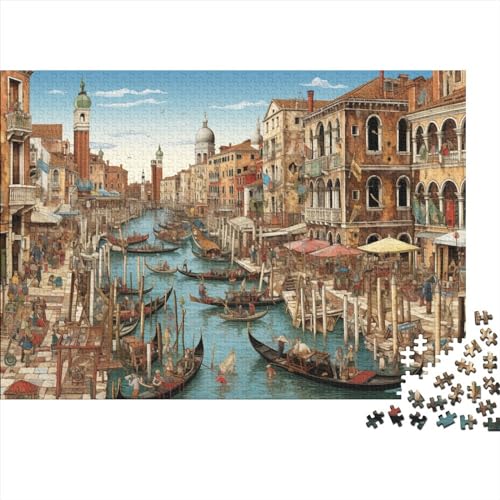 Hölzern Bunte Bilder Puzzle, 500 Hölzern Puzzle Teile Im Adventskalender 2023, Geschenke Für Jungen, Mädchen, Familie Und Freunde Zu Weihnachten(Venedig) von LOUSON