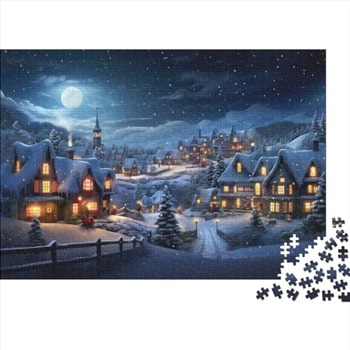 Hölzern Christmas Scene Puzzle, 300 Hölzern Puzzle Teile Im Adventskalender 2023, Geschenke Für Jungen, Mädchen, Familie Und Freunde Zu Weihnachten von LOUSON