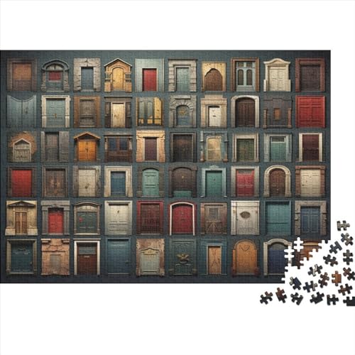 Hölzern Puzzle, 1000 Hölzern Puzzle Teile Im Adventskalender 2023, Geschenke Für Jungen, Mädchen, Familie Und Freunde Zu Weihnachten(Seltsam farbige Türen (2)) von LOUSON