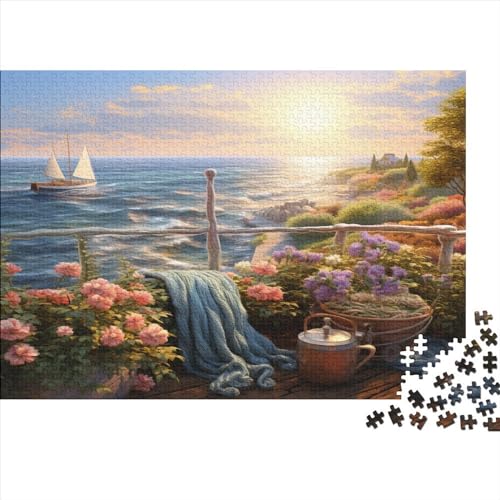 Hölzern Puzzle 2023, Adventskalender Puzzle 1000 Hölzern Teile Weihnachtskalender 2023 Männer Frauen Geschenke Jigsaw Puzzle Adventskalender Geschenke - Sonnenuntergang über dem Hafen (2) von LOUSON