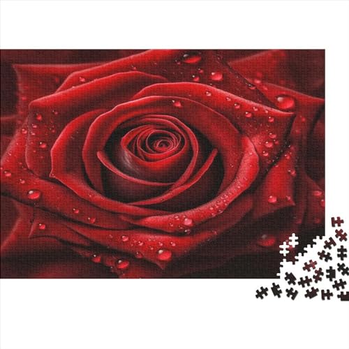 Hölzern Puzzle - 3D Red Rose - 1000 Teile Puzzle Für Erwachsene, Holzpuzzle Mit 1000pcs (75x50cm) von LOUSON