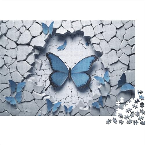 Hölzern Puzzle 500 Teile Schmetterling mit 3D-Effekt - Farbenfrohes Puzzle Für Erwachsene in Bewährter Qualität (Tier) 500pcs (52x38cm) von LOUSON