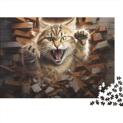 Hölzern Puzzle 500 Teile Three Dimensional Effects Cat - Farbenfrohes Puzzle Für Erwachsene in Bewährter Qualität () 500pcs (52x38cm) von LOUSON