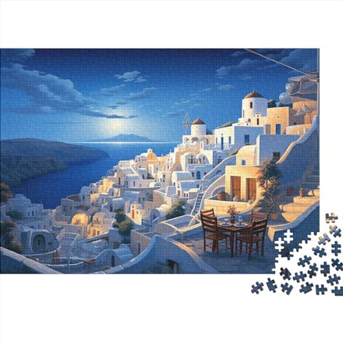 Hölzern Puzzle - Abend auf Santorini - 500 Teile Puzzle Für Erwachsene, Holzpuzzle Mit Griechenland 500pcs (52x38cm) von LOUSON
