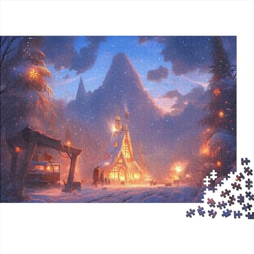 Hölzern Puzzle - Christmas Scenes - 300 Teile Puzzle Für Erwachsene, Holzpuzzle Mit Gift 300pcs (40x28cm) von LOUSON
