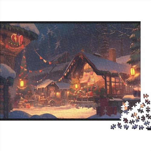 Hölzern Puzzle - Christmas Scenes - 500 Teile Puzzle Für Erwachsene, Holzpuzzle Mit Gift 500pcs (52x38cm) von LOUSON
