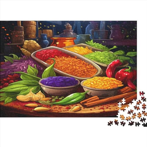 Hölzern Puzzle - Colourful Spices (8) - 1000 Teile Puzzle Für Erwachsene, Holzpuzzle Mit 1000pcs (75x50cm) von LOUSON