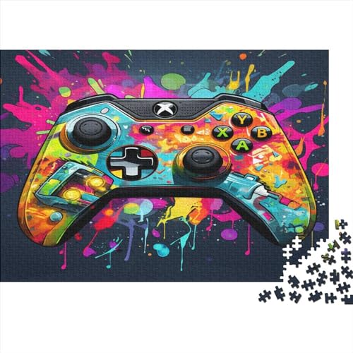 Hölzern Puzzle Gamer gedruckt 500 Piece Puzzle for Adults and Children Aged 14 and Over, Puzzle with Mehrfarbiges Gamepad 500pcs (52x38cm) von LOUSON
