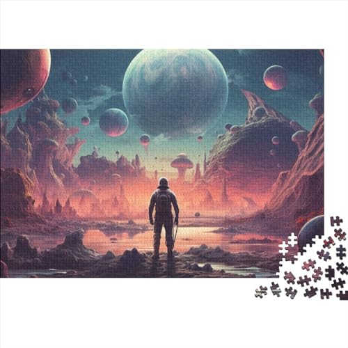 Hölzern Puzzle - Planet - 500 Teile Puzzle Für Erwachsene, Holzpuzzle Mit Astronaut 500pcs (52x38cm) von LOUSON